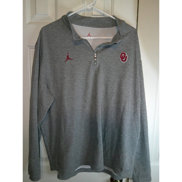 Jordan Oklahoma Sooners‎ Quarter Zip Pullover Sweatshirt Gray XXL - Picture 1 of 3